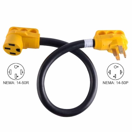 Superior Electric Plug Adapter, 14-50R, 14-50P, 15 ft., Black/Yellow RVA1534